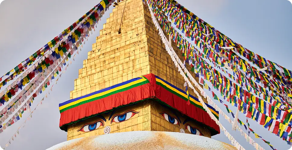 Le haut du temple Swayambunath situé à Katmandou